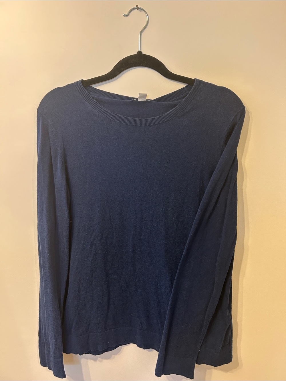 100% Cotton J. Crew Navy Long-Sleeve Crewneck Top